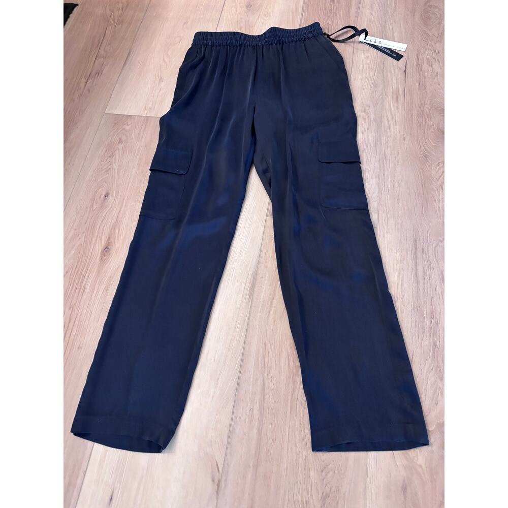 Nicole Miller | NWT 100% Silk Jogger Pants with Cargo Pockets Size S - Picture 3 of 9